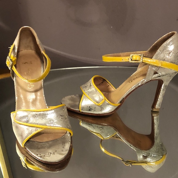 Real Tango shoes Aurora Lubiz silver yellow Hand Made in Buenos Aires 34 4 - Picture 1 of 10